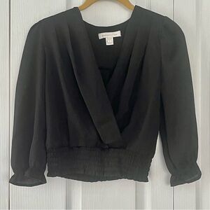 MONTEAU Los Angeles Black Wrap Crop Top Elastic Waist Women's Size S